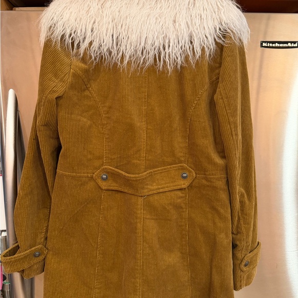 Free People Tan Corduroy Jacket with White Faux Fur Collar - Picture 3 of 5